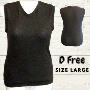D free Black Women's V-Neck Vest Size Large
